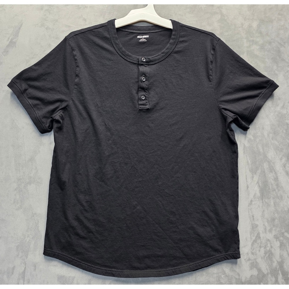 Old Navy Mens Large Gray Soft-Washed Cotton Short Sleeve Henley Shirt